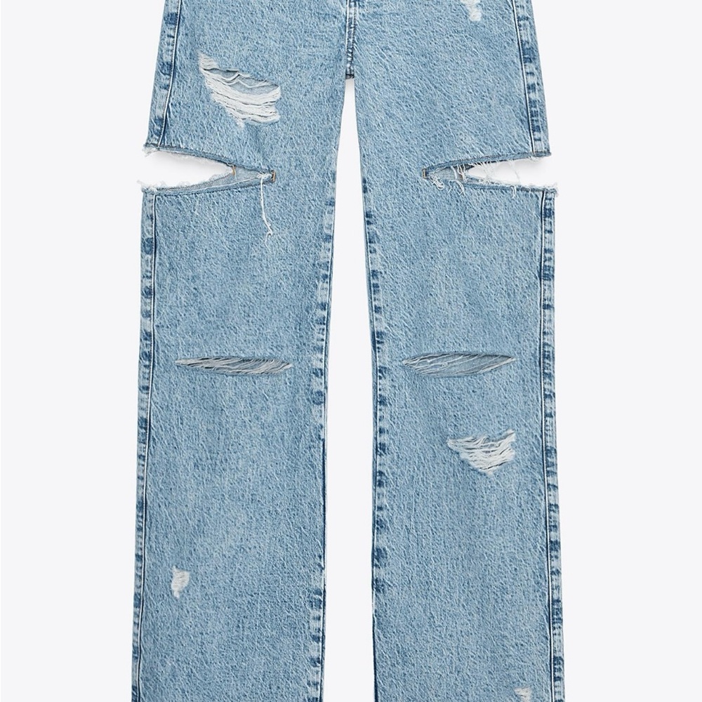 Zara Mid Rise Straight Blue Jeans